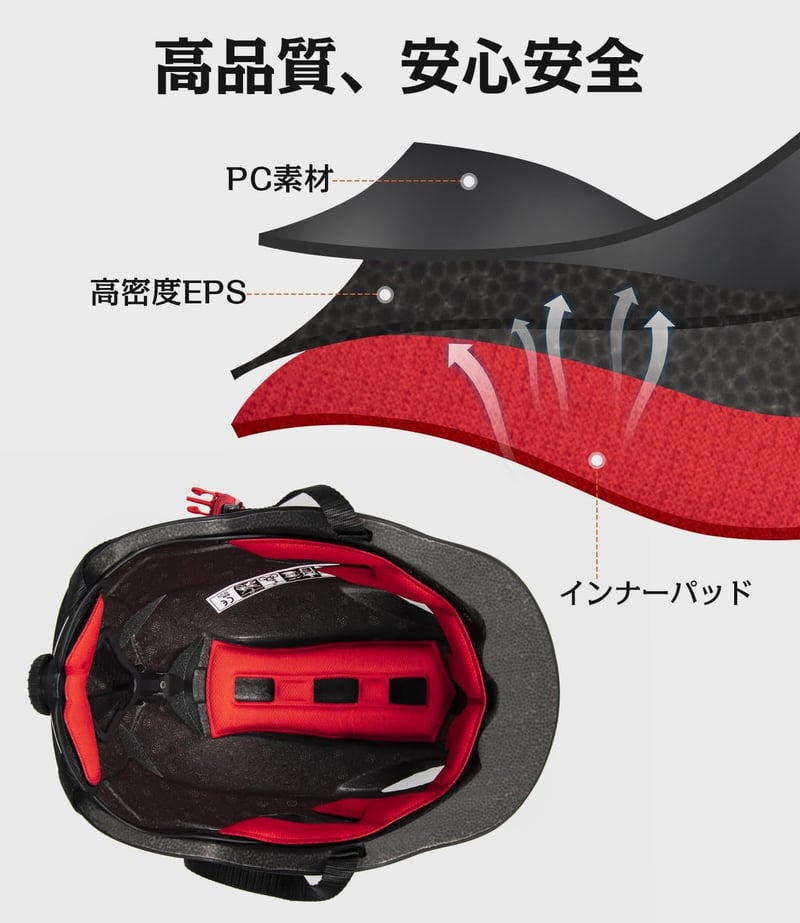 自転車用超軽量ヘルメット 男女兼用 CE認証 通気性 LEDテールランプ サイズ調整可能