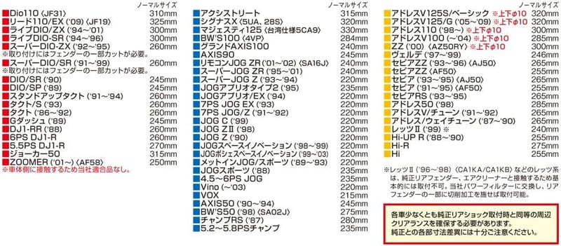 汎用バイク用リアサスペンション ブラックスプリング 260mm 73536