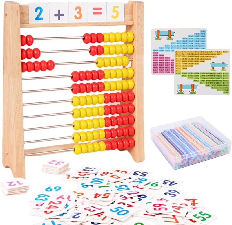 子供用100玉そろばんセット（赤＆黄色）| 知育玩具・数学教育ツール