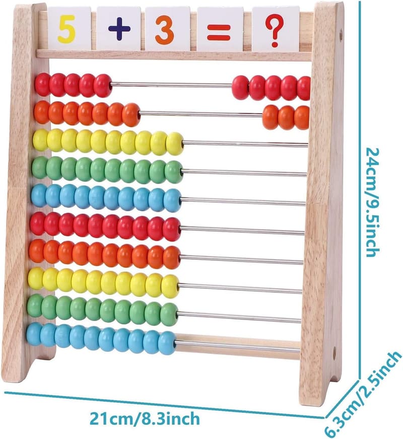 「子供用100玉そろばん＋数字カードセット 算数知育玩具 6歳以上」