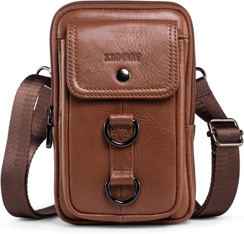 メンズ本革2台収納スマホショルダーバッグ - 調整可能な軽量ウエストポーチ
