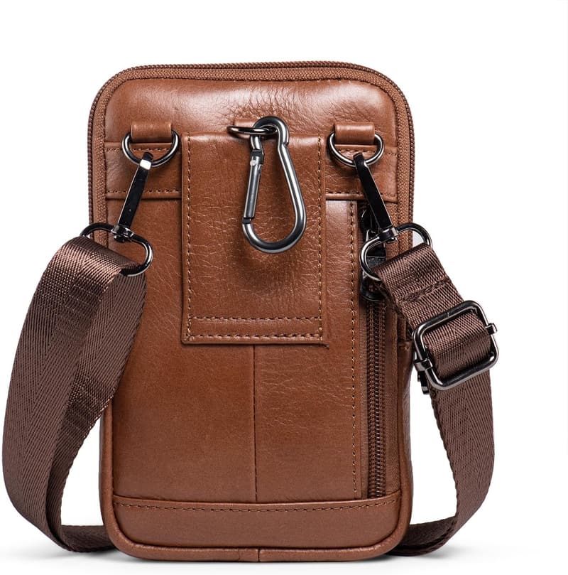 メンズ本革2台収納スマホショルダーバッグ - 調整可能な軽量ウエストポーチ