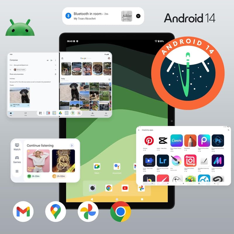 11インチ Android 14 タブレット IPS HD ディスプレイ 8+128GB 7000mAh バッテリー