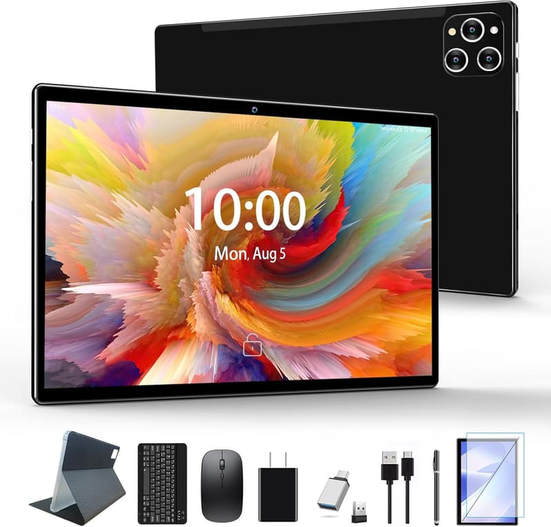大容量10.1インチAndroidタブレット 8コアCPU/16GB RAM/1TB拡張可能 キーボード付き GPS/Bluetooth5.0/7000mAhバッテリー