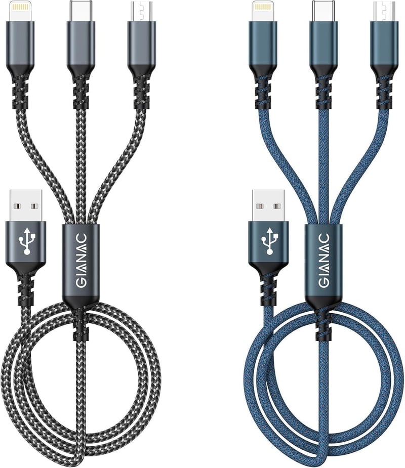 3in1 充電ケーブル（2本セット・2M）iPhone・Android・USB-C対応
