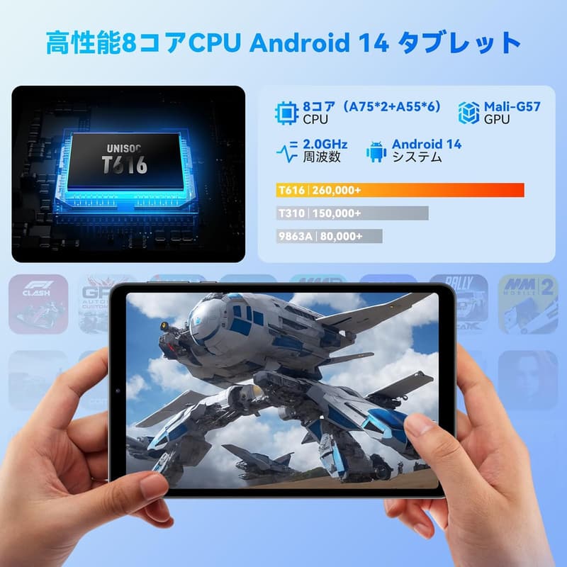 SIMフリー8インチタブレット Headwolf FPad3 - 1920x1200 FHD IPS、T616 CPU、8GB RAM、128GB ROM、5500mAhバッテリー、4G LTE対応
