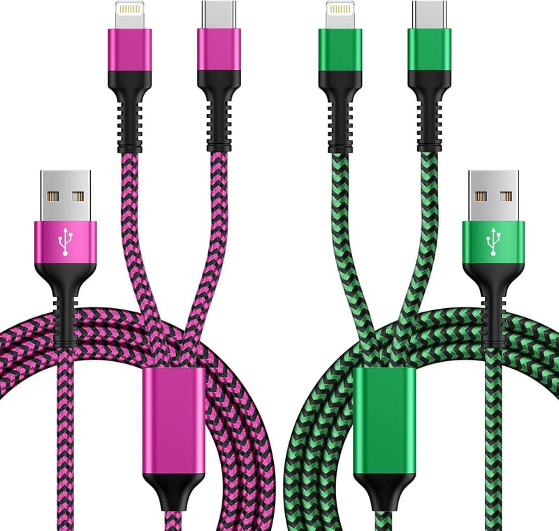 2台同時充電対応 2in1充電ケーブル 1.2m 5.4A急速充電 iPhone・Android用