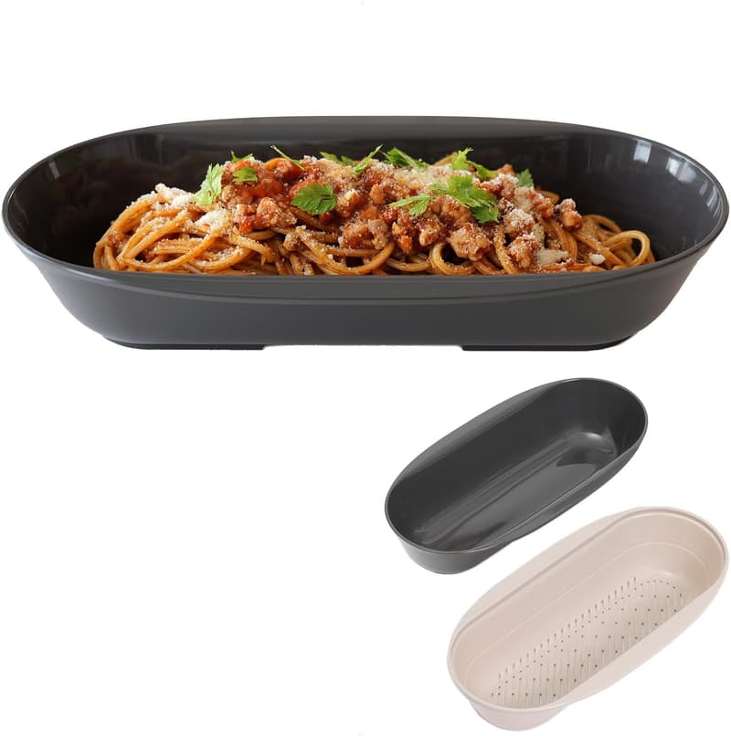 電子レンジ調理用 日本製パスタボウル＆ザル ブラウン 510-53