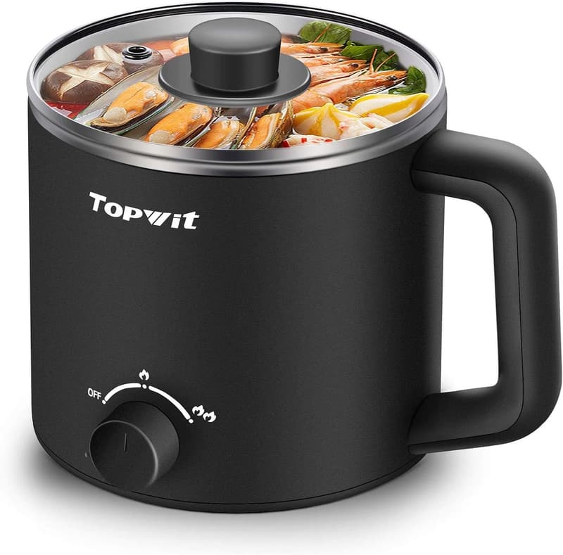 一人暮らし向け多機能1.6L電気鍋 - グリル・ラーメン・しゃぶしゃぶ調理可