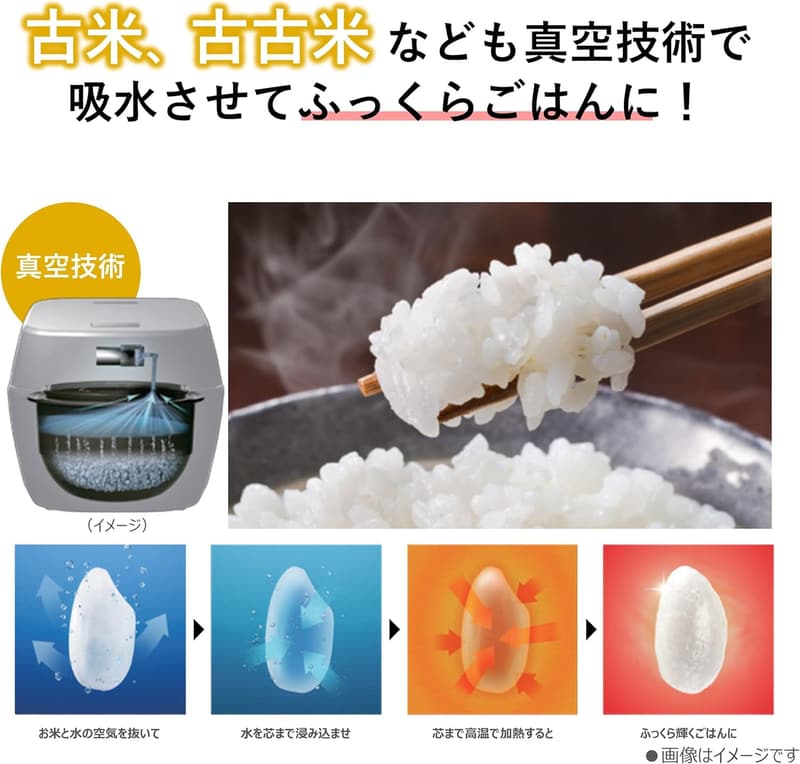 日本製 炊飯器 5.5合 炎匠炊き RC-10VSV(K) グランブラック 真空IH 40時間保温