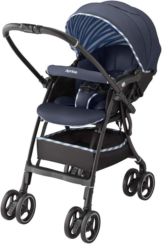 ラクーナエアー A型ベビーカー 軽量 両対面 オート4輪 (1か月~36か月) マリンボーダー NV