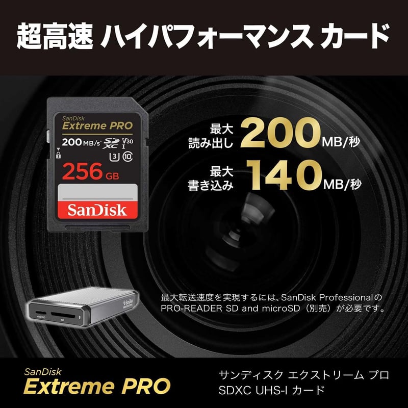 サンディスク 256GB SDXCカード Class10 UHS-I V30 最大読取200MB/s