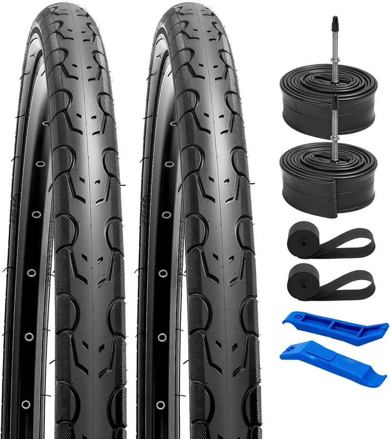 超耐久自転車タイヤ700x28c 2本セット（チューブ60mm付き）