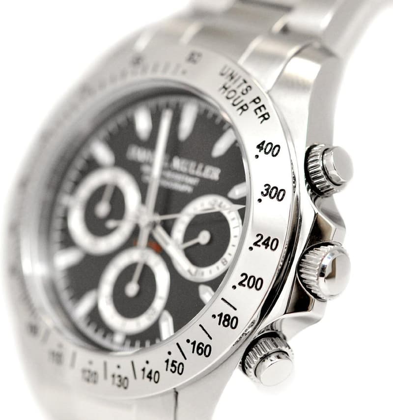 メンズクロノグラフ腕時計 オールステンレス DM-2003BK ブラック