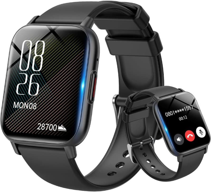 2025年最新モデル スマートウォッチ Bluetooth5.3 通話機能 1.85インチ画面 IP67防水 多機能 ブラック