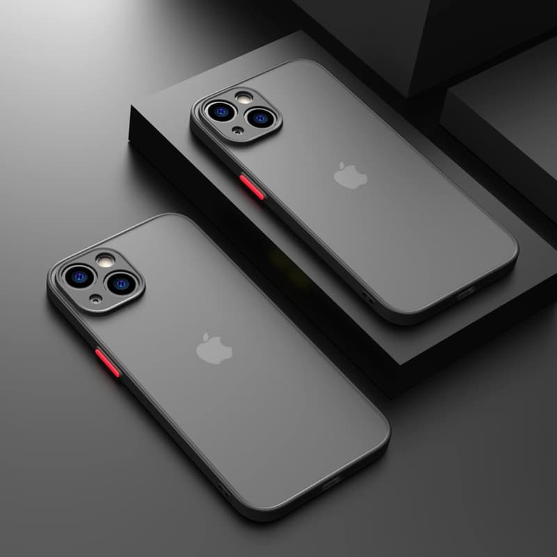 iPhone 15用耐衝撃半透明マットケース｜レンズ保護・黄ばみ防止・全面保護