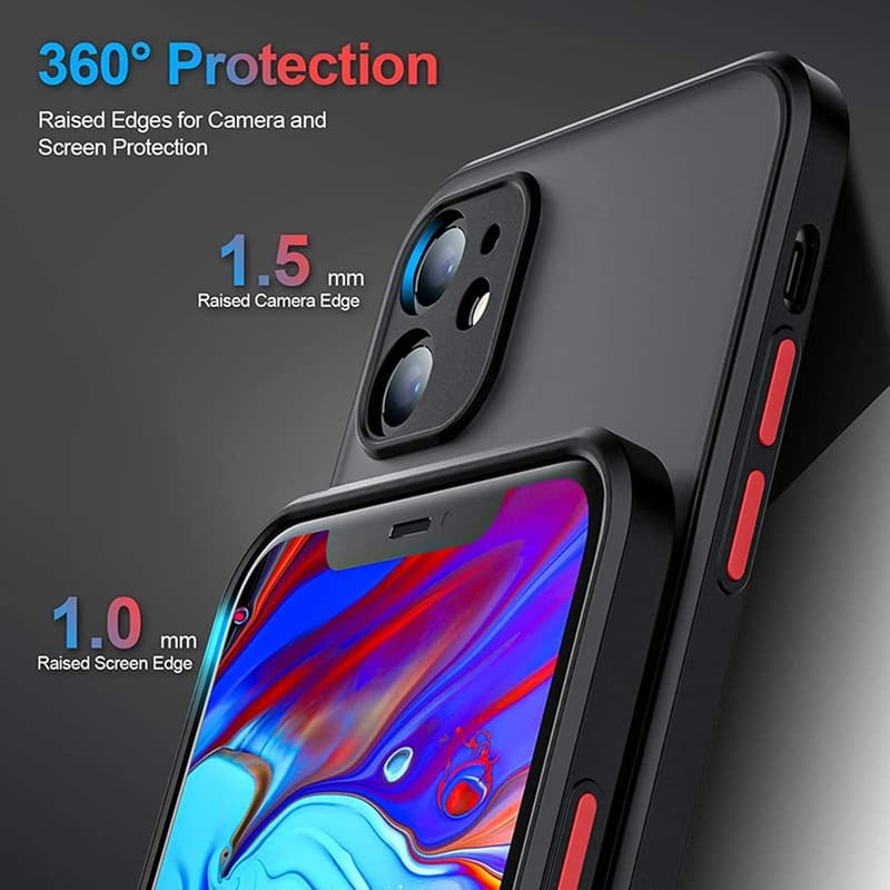 iPhone 15用耐衝撃半透明マットケース｜レンズ保護・黄ばみ防止・全面保護
