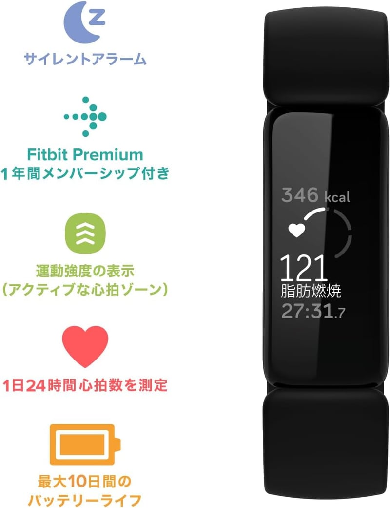 Fitbit Inspire2 ブラック フィットネストラッカー L/Sサイズ 心拍計 [日本正規品]