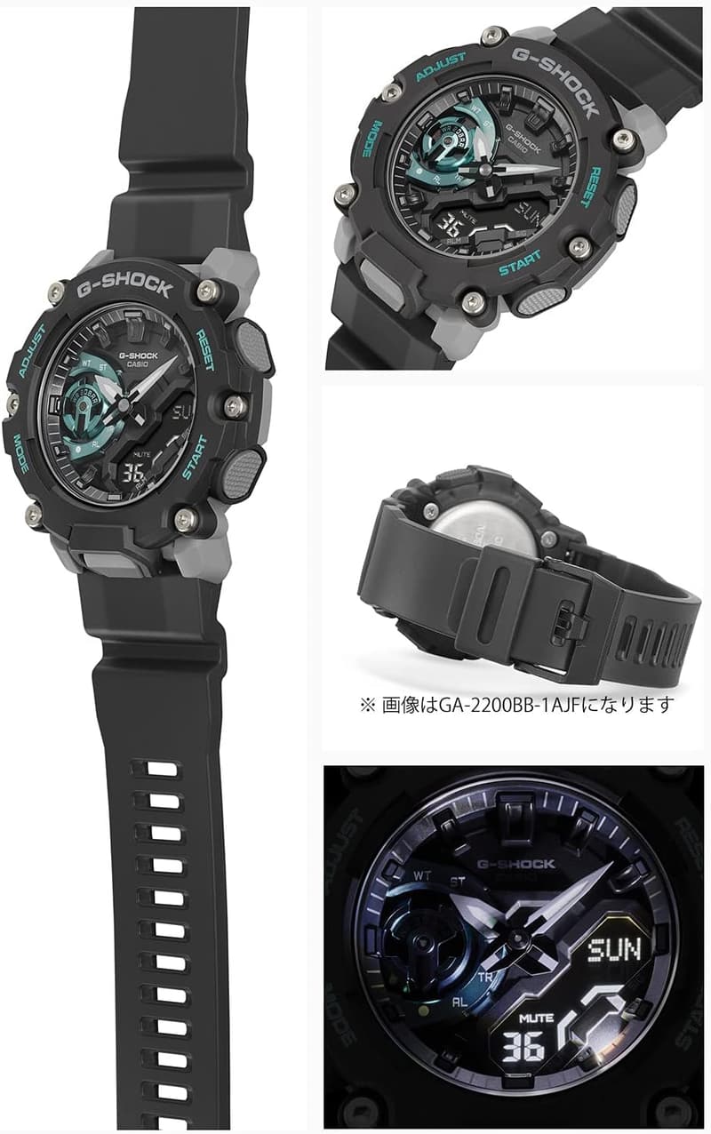メンズ ブラックカーボンコアガード 腕時計 GA-2200M-1AJF