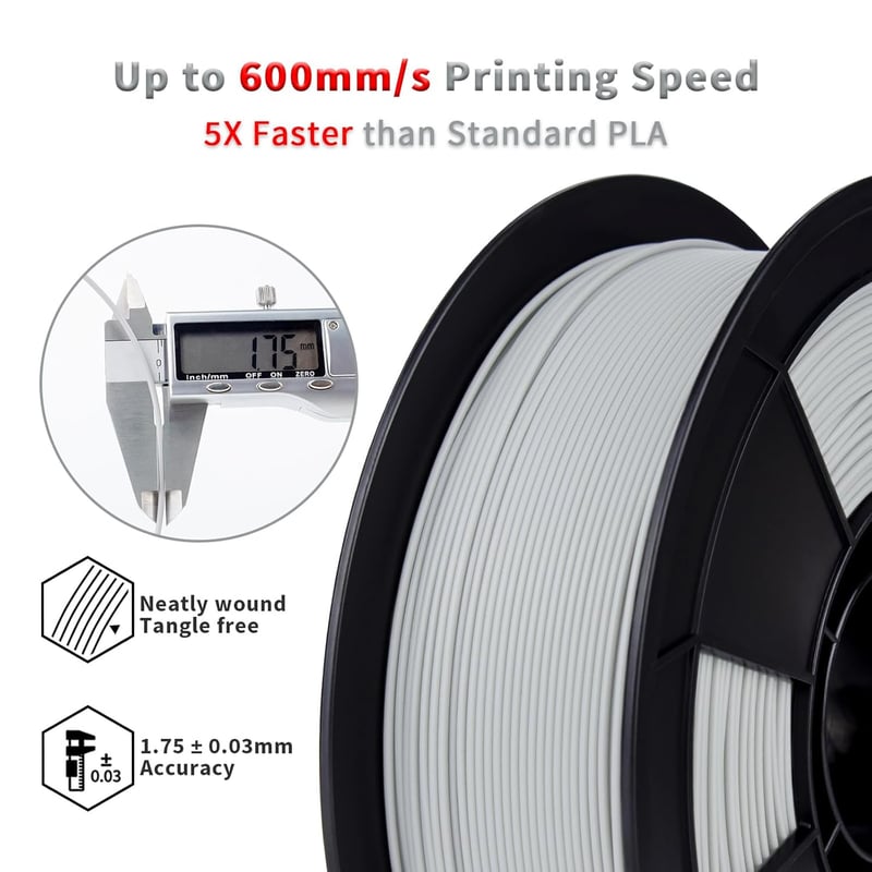 高速印刷対応!ZIRO HS-PLAフィラメント 1.75mm グレー 1kg FDM 3Dプリンター用