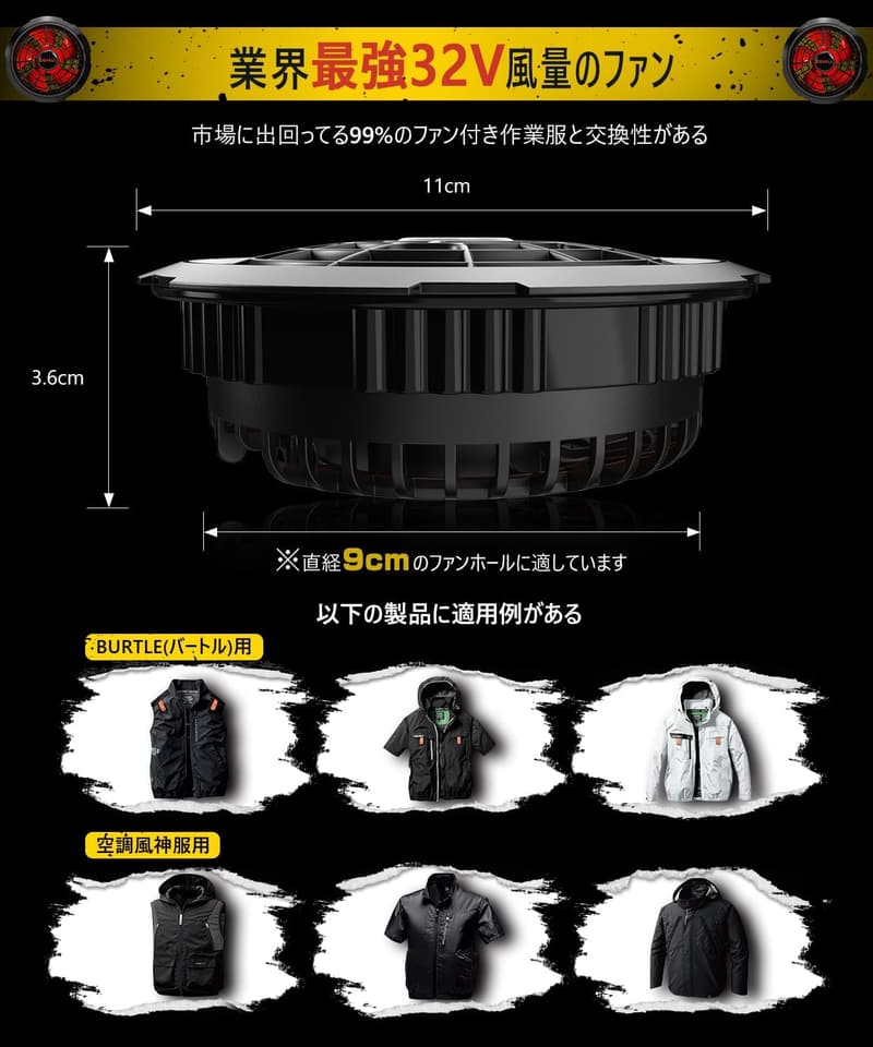 2025年モデル 空調冷風服 ファンバッテリーセット IP45防水防塵 体感-15℃ 熱中症対策
