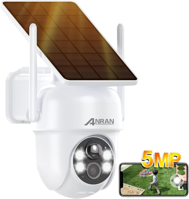 【2025年最新モデル】 ANRAN ソーラー防犯カメラ 500万画素・360°全方位監視・工事不要・夜間カラー・双方向通話対応