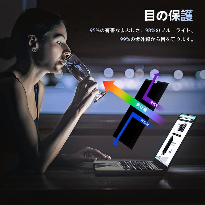 プライバシーフィルター マグネット式 13インチ MacBook Pro/Air 用 反射防止・ブルーライトカット 液晶保護フィルム