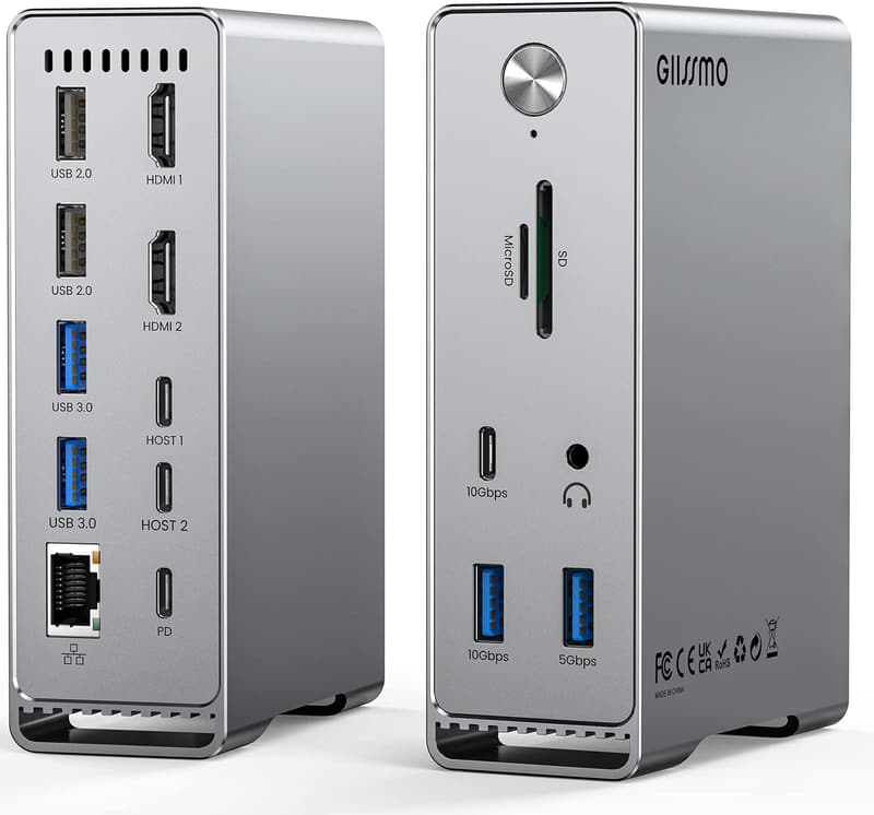 Macbook Pro/Air専用 14-IN-2 ドッキングステーション 4Kトリプルディスプレイ対応 USB-C/USB-A/イーサネットポート搭載