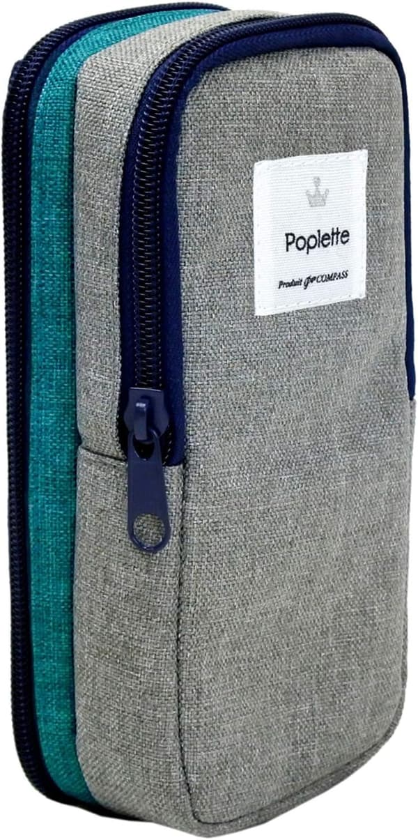 ペンケース Poplette タテヨコ ブルー×グレー ニッケン文具