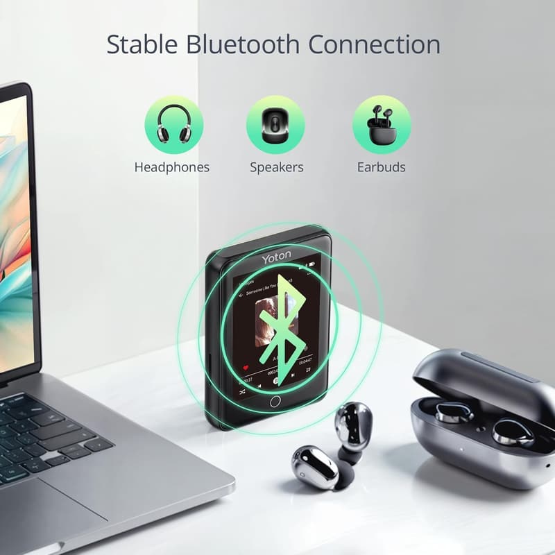 Bluetooth 5.2対応 80GB MP3音楽プレーヤー 2.4インチタッチスクリーン HiFiサウンド ヘッドフォン付き