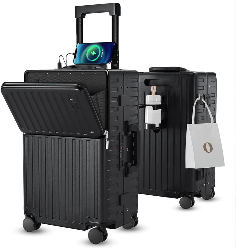 機内持ち込み対応 多機能キャリーケース USBポート・TSAロック付き 黒