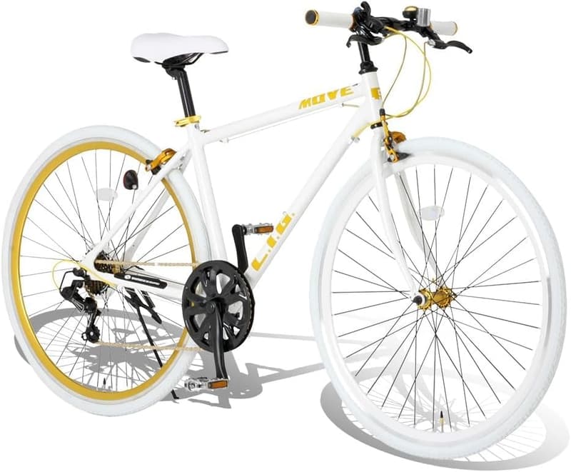 クロスバイク 700C 7段変速 アルミフレーム カラータイヤ ブラック/ホワイト/スカイブルー/レッド/ネイビー