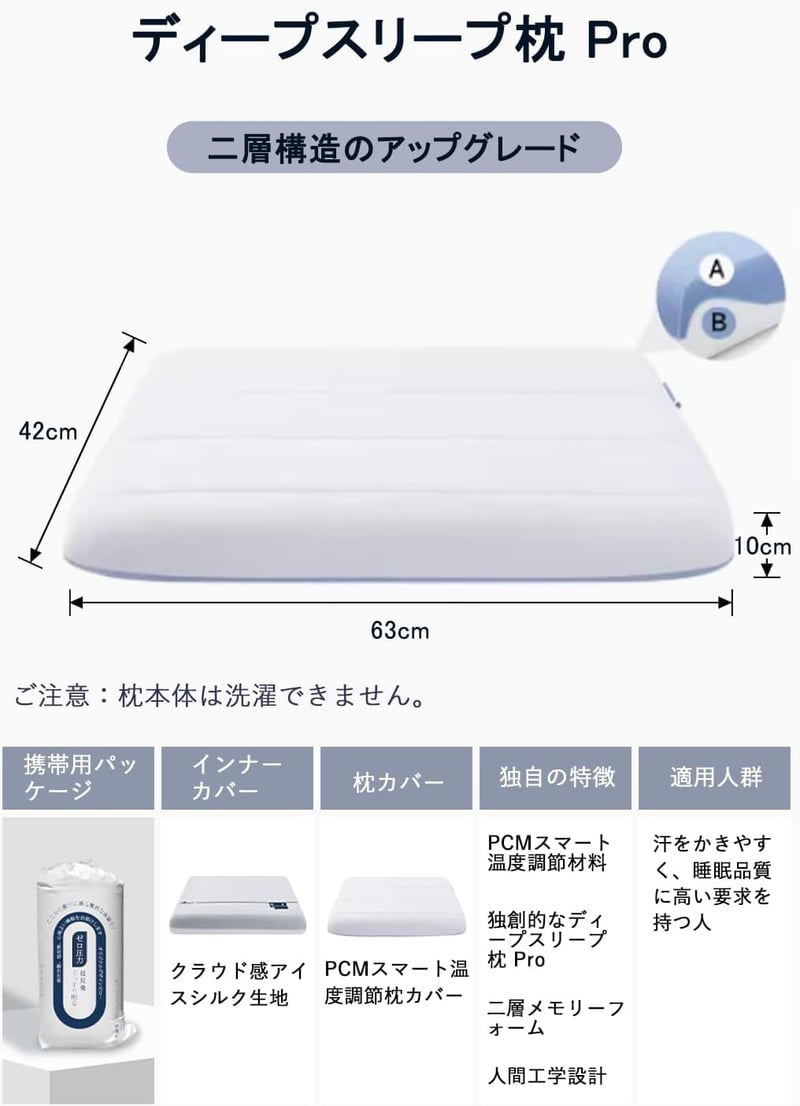 高級温度調節機能付き安眠枕（首ケア・枕カバー付き）