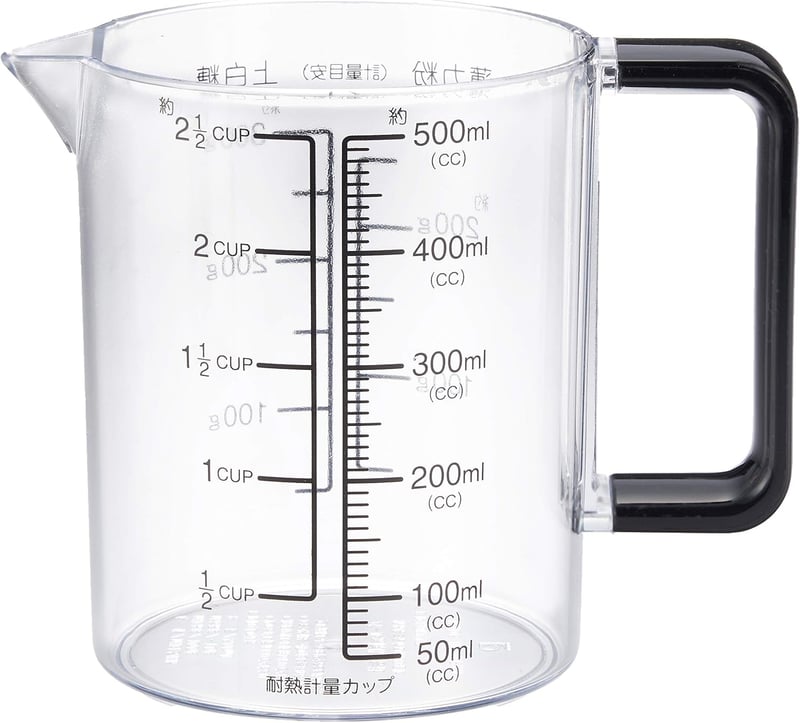 耐熱日本製計量カップ 500ml ブラック 食洗機対応