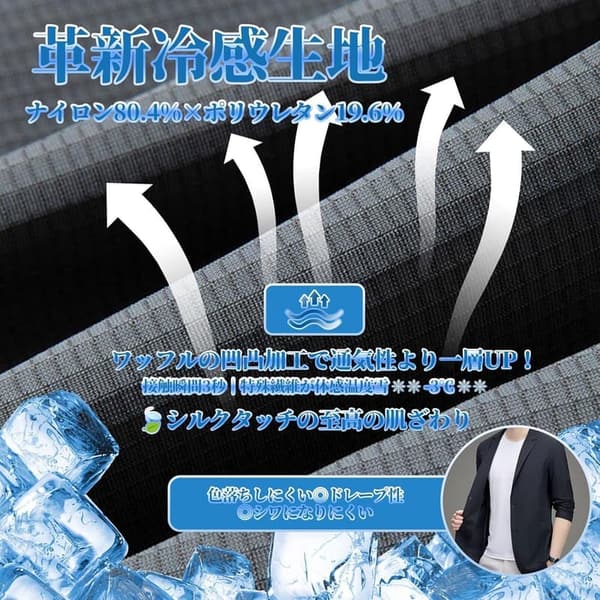 夏のテーラードジャケット メンズ | 冷感ストレッチ・吸汗速乾・UVカット・軽量