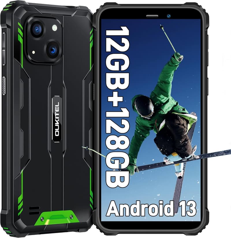 OUKITEL WP32 タフネススマホ 12GB RAM 128GB ROM 6300mAhバッテリー Android 13 IP68防水防塵 6インチHD+デュアルカメラ