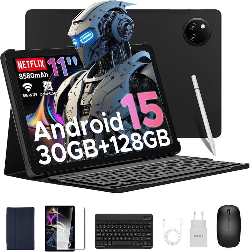 DOOGEE A9pro+ 11インチ タブレット - Android 15、30GB+128GB/2TB TF拡張、8コアCPU、Widevine L1認証、8580mAhバッテリー