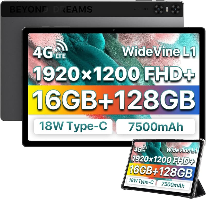 SIMフリータブレット UMIDIGI A13 Tab 10.5インチ 16GB+128GB+1TB拡張 7500mAh 2Kディスプレイ Android 18W充電 4G通話対応