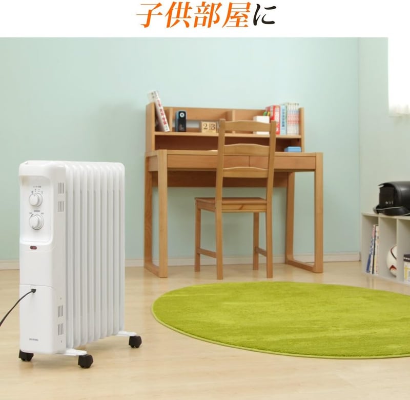オイルヒーター 8畳用 小型 省エネ メカ式 温度調節可能 コード収納 キャスター付き ホワイト POH-1210KS-W