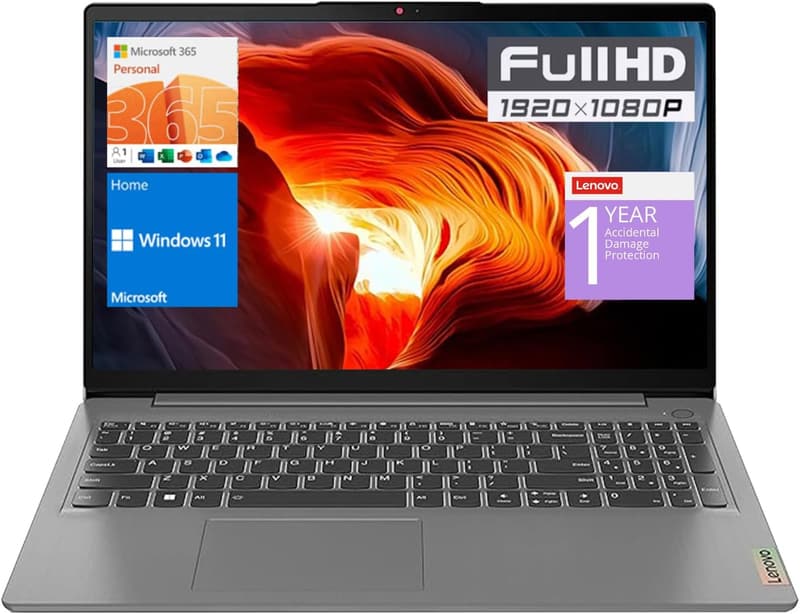 LENOVO IdeaPad 1 15.6インチ ノートパソコン Intel Celeron N4500 12GB RAM 512GB SSD HDMI Wi-Fi 6 Windows 11 Home グレー