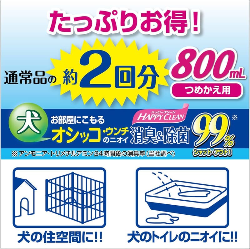 犬用消臭・除菌剤 詰め替え800ml | ペティオ ハッピークリーン