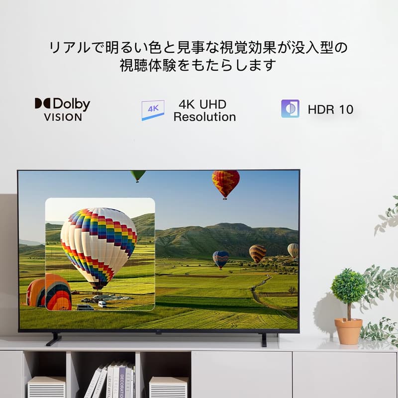 4K対応55V型スマートテレビ - Google TV, Dolby Vision, HDR10, 音声検索, 2024年モデル