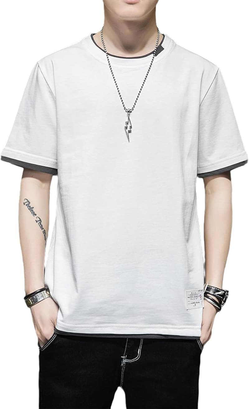 夏用 メンズ 無地 半袖 Tシャツ 大きいサイズ M-5XL 軽量 柔らかい シルエット おしゃれ