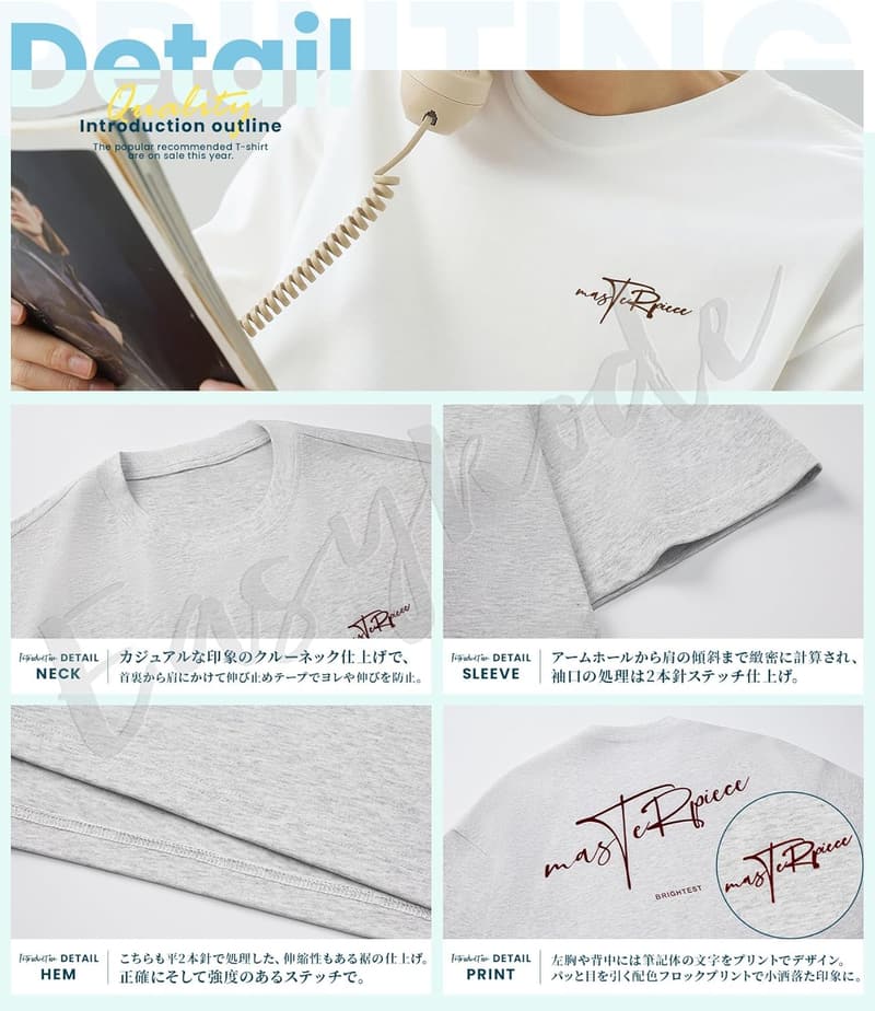 メンズ半袖Tシャツ おしゃれな立体フロックプリント 綿100% 春夏用 大きいサイズ