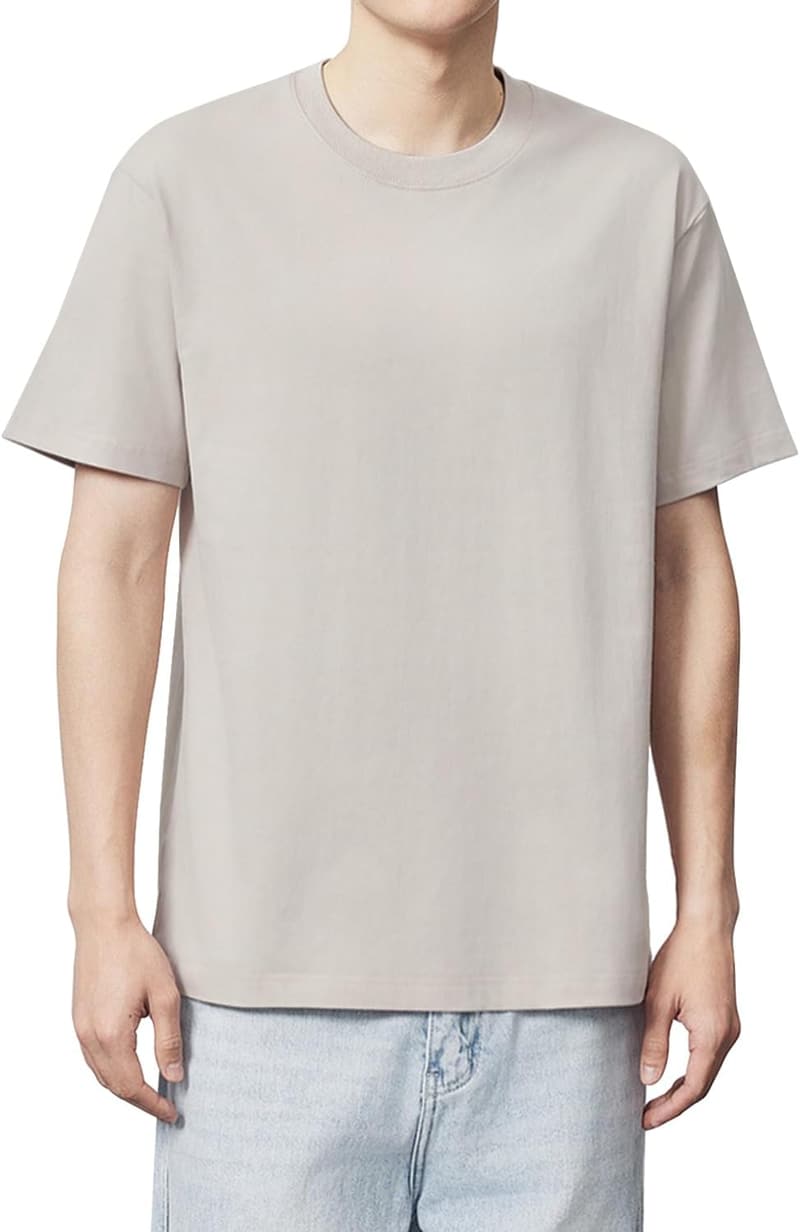 メンズ半袖クルーネックTシャツ【綿100％ 厚手 透けない・よれない】夏のカジュアルトップス 無地
