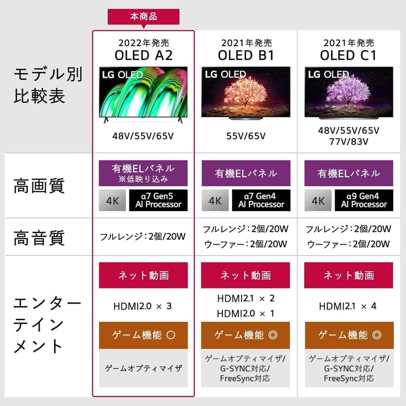 2022年モデル LG 55型有機ELスマートテレビ Alexa搭載 4Kチューナー内蔵