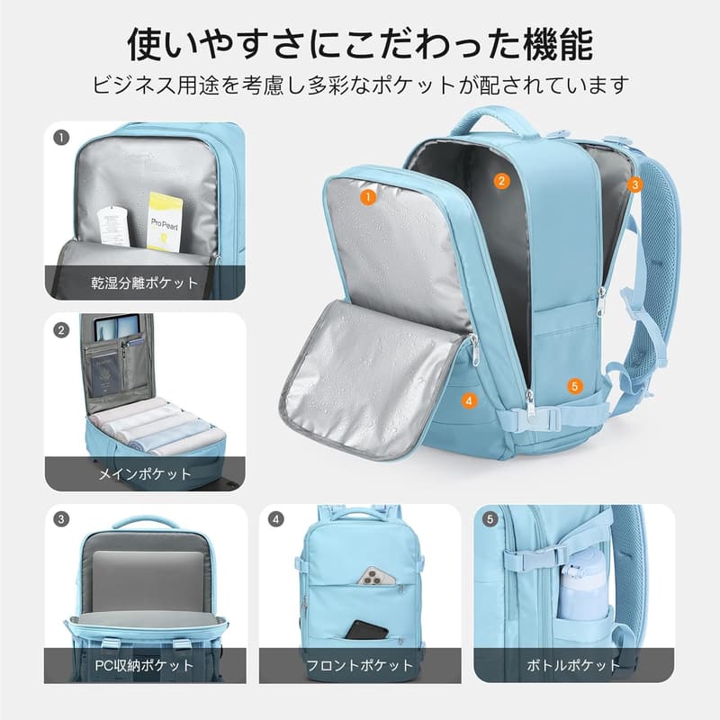 ビジネスリュック メンズ 大容量 20L 通勤 バックパック 15インチPC対応 防水 軽量 SBSジッパー