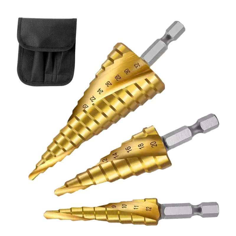 六角砥石ステップドリル 3本セット チタンコーティング HSS鋼 DIY工具