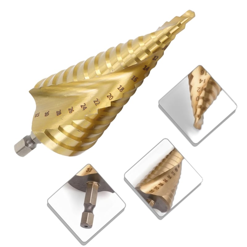 六角砥石ステップドリル 3本セット チタンコーティング HSS鋼 DIY工具