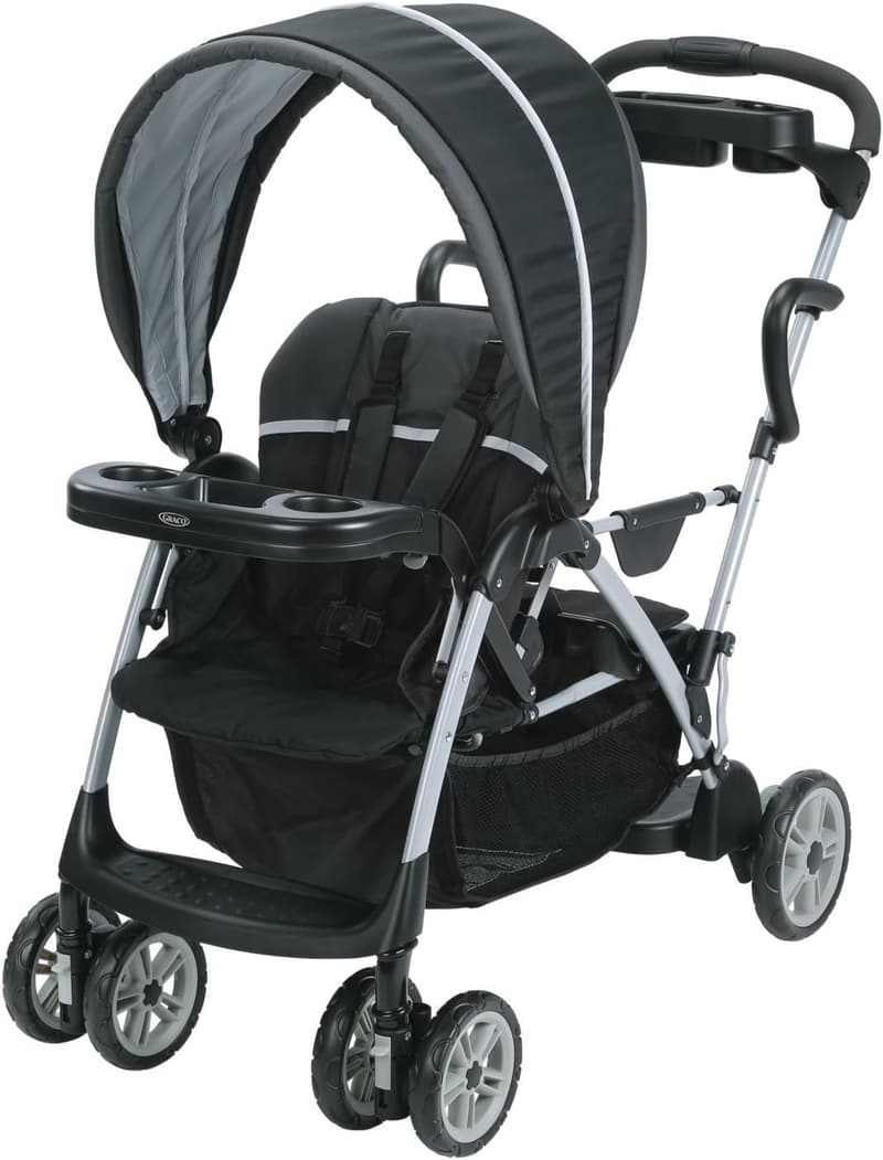 7ヶ月から使えるGraco(グレコ)二人乗りB型ベビーカー・カップホルダー付き（ゴッサム BK）